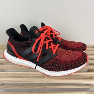 Adidas Ultra Boost 2.0 Solar Red Core Black Sneakers Shoes AQ5930 Mens US 12